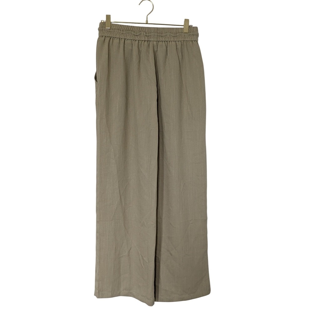 Halara Wide Leg Drawstring Pants Womens Medium Beige Casual Textured Trousers - Picture 6 of 7